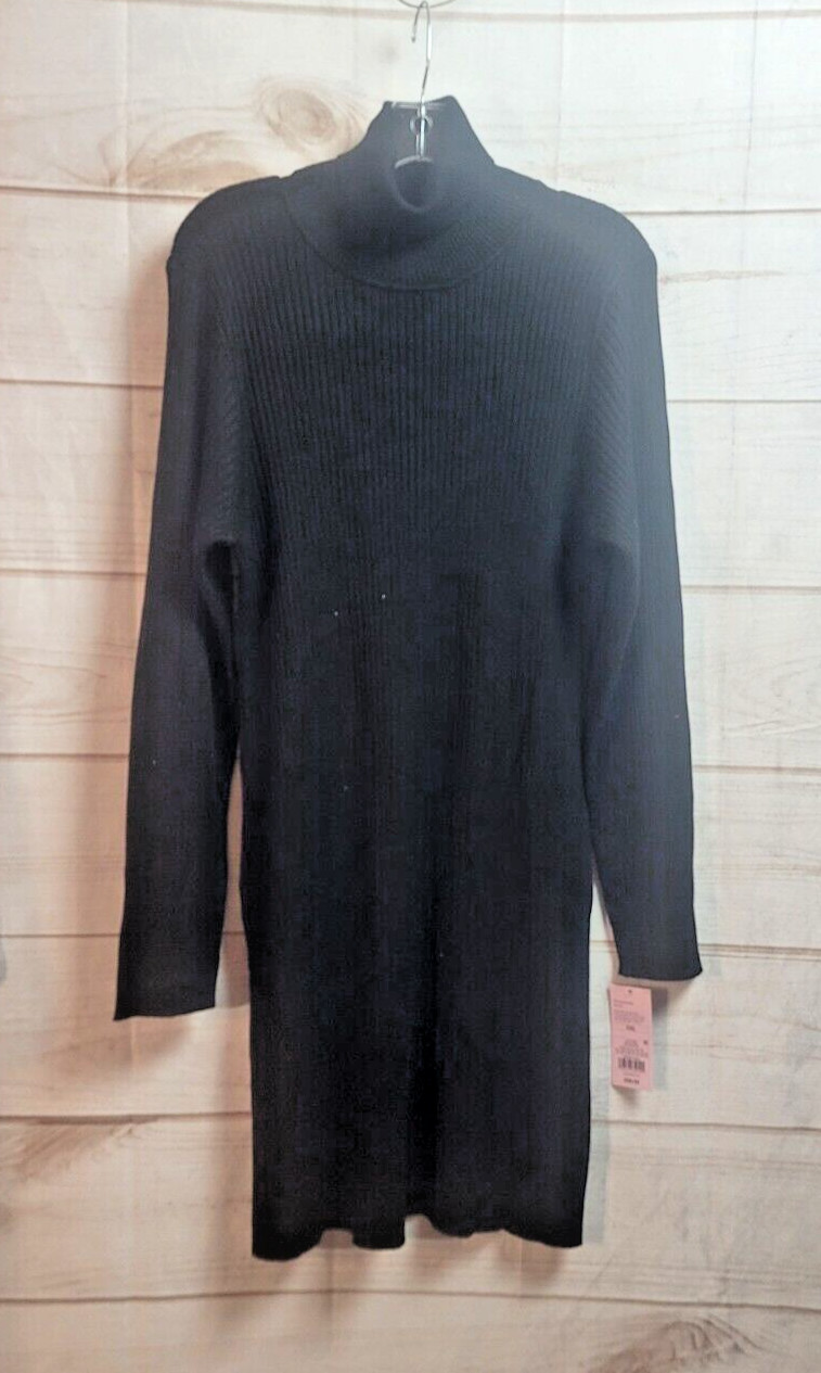 NWT ~ Wild Fable Ribbed Sweater Dress Turtle Neck Long Sleeve ~ Black ~ Sz XXL