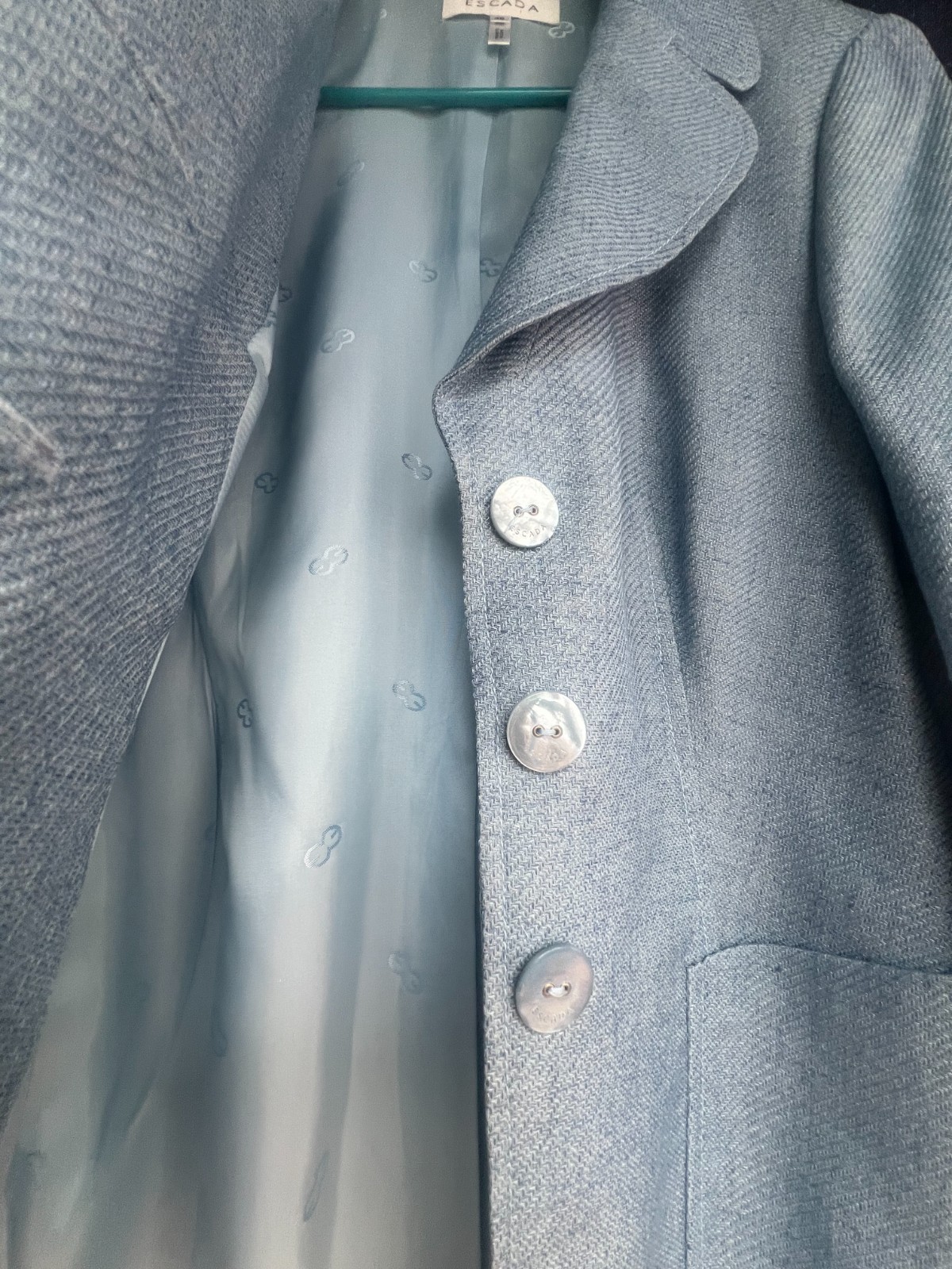 ESCADA Blue Virgin Wool Linen Silk Blend Blazer Jacket Size 40 EU / US 10