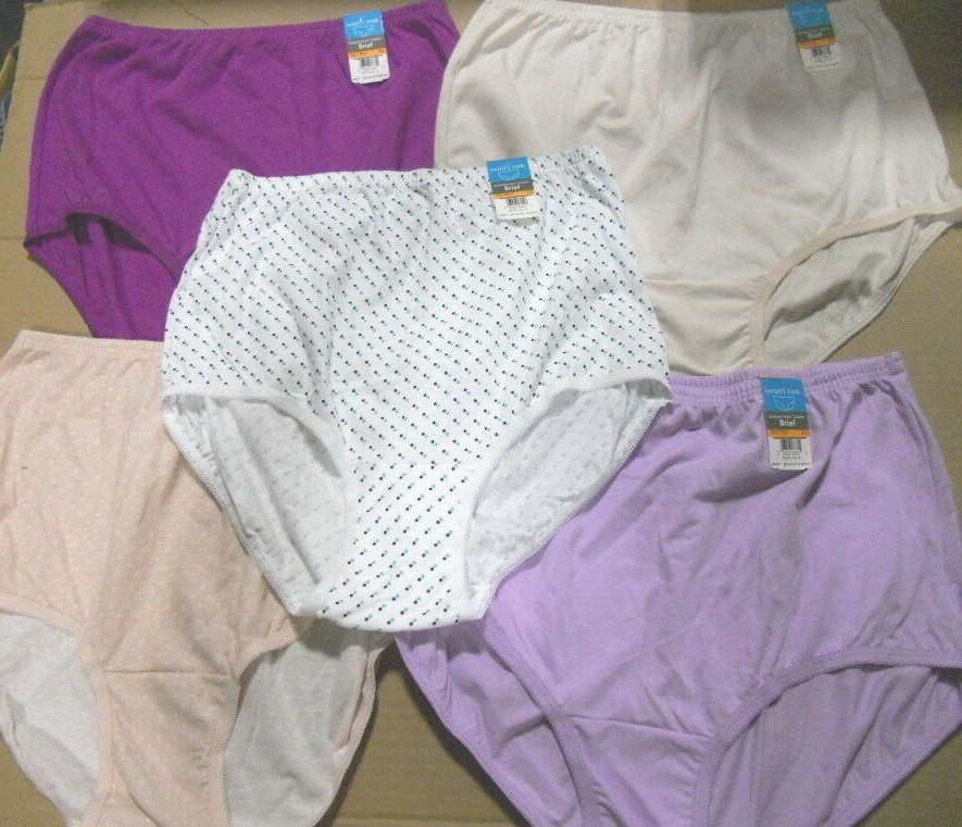 5 Pack Vanity Fair Cotton Panty Briefs 15319 Print & Solid Sz- 6, 7, 8, 9, 10