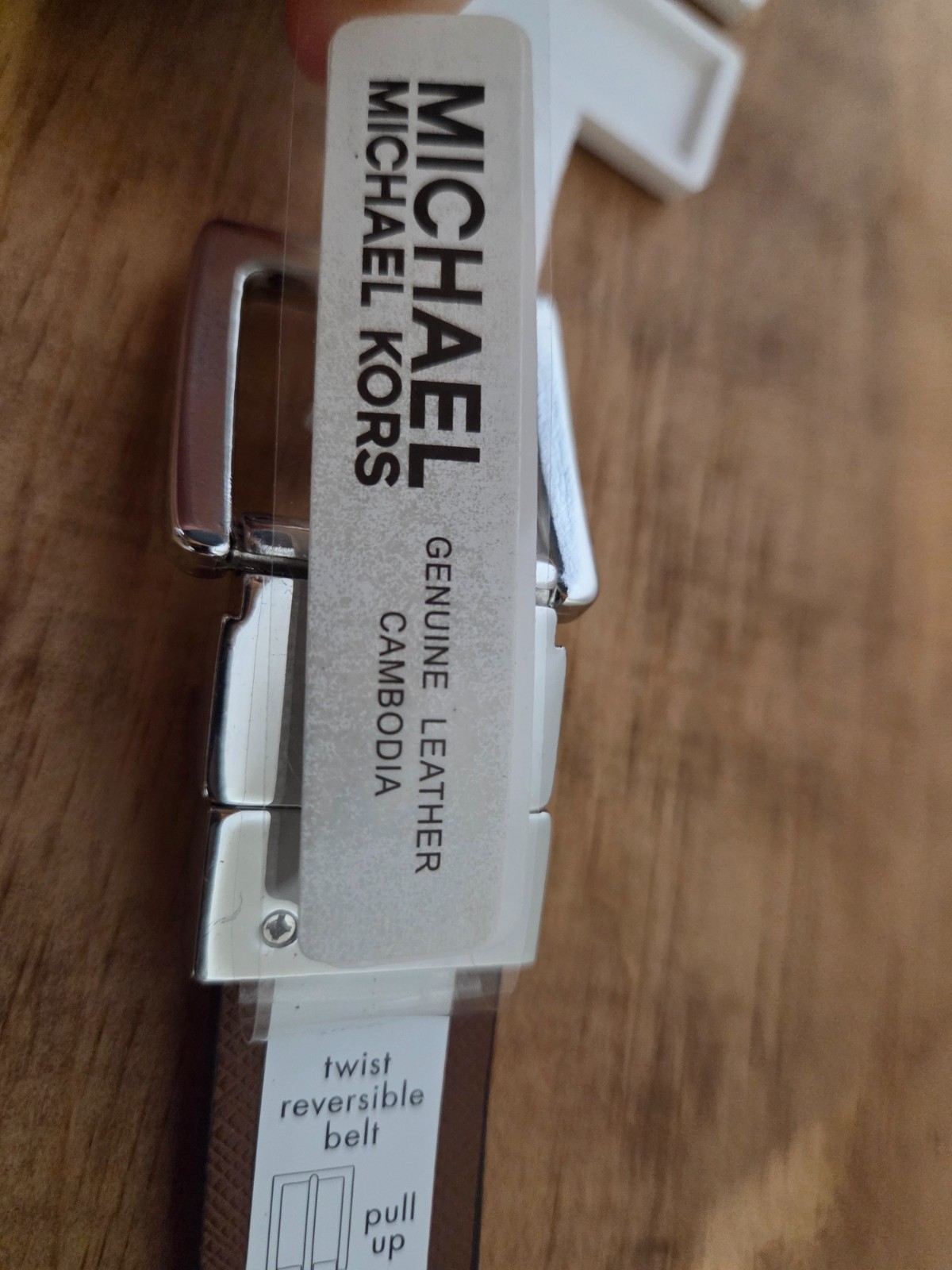Michael Kors Women’s Reversible MK Logo Belt Brown/Vanilla Size Large