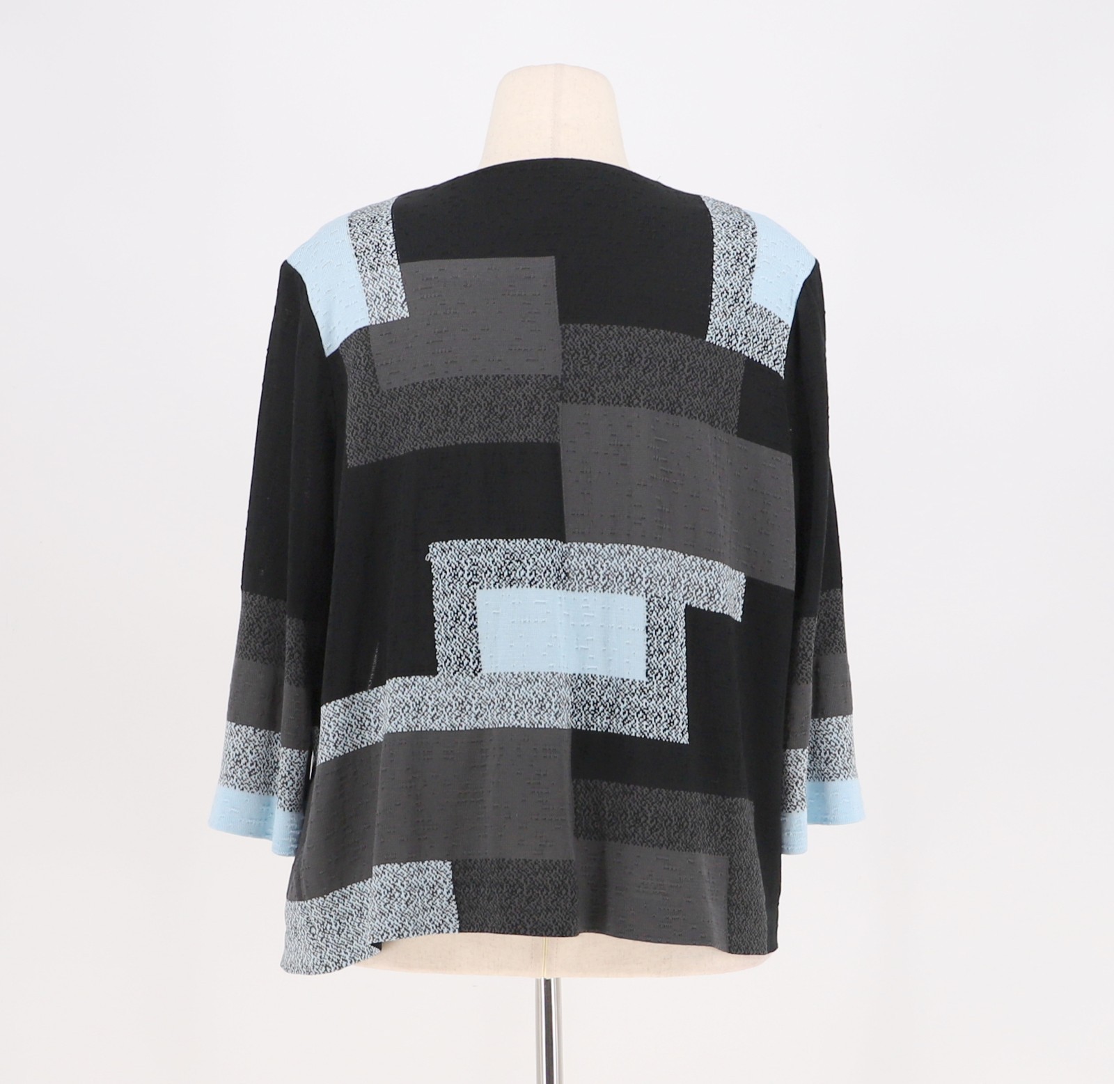 MING WANG Geometric Open Front Knit Cardigan Jacket Size L