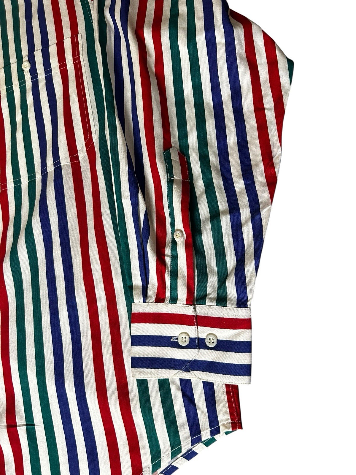 VTG Boston Traders Preppy Button Down Shirt Size XL Striped Colorful Nautical
