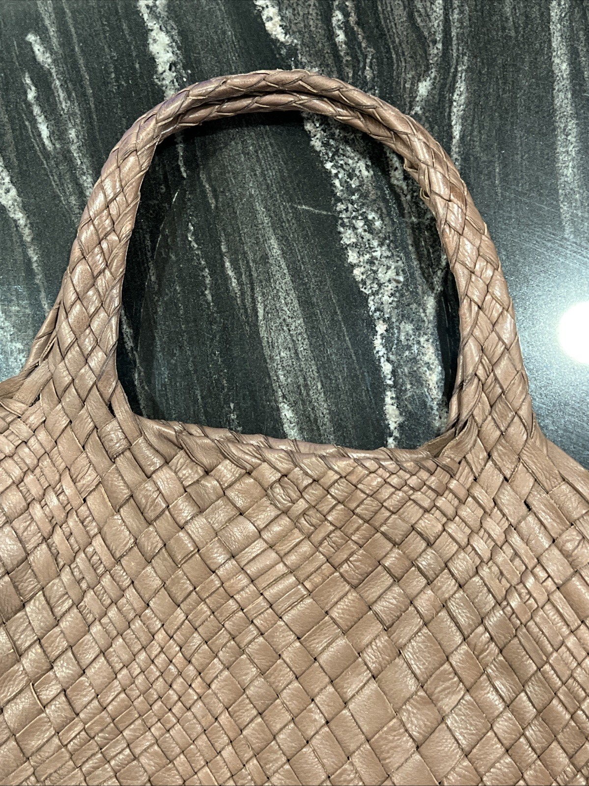 FALOR Italian Genuine Leather Handbag Woven Made in Italy w/ Attached Coin Purse