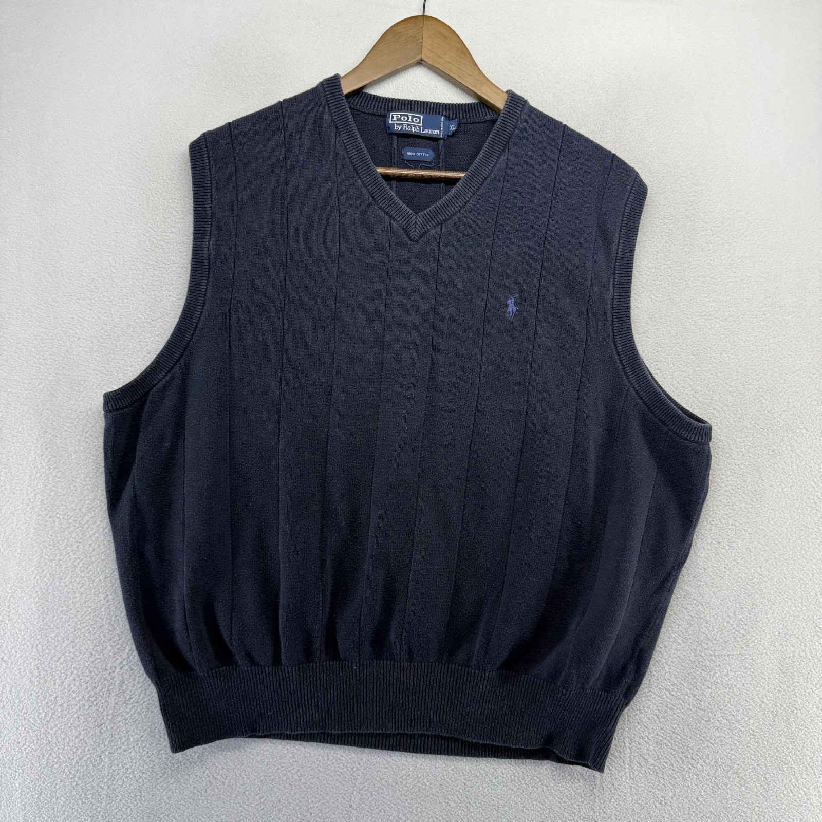 Vintage Ralph Lauren Sweater Vest men’s XL Blue Navy Embroidered Pony Logo 90s