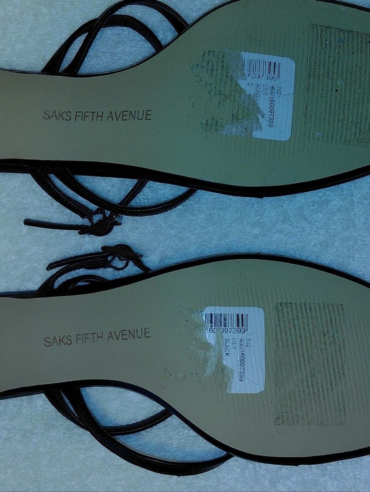 NWT Saks Fifth Avenue Black Strappy Square-Toe Heeled Sandals, SZ 6 $180 Retail