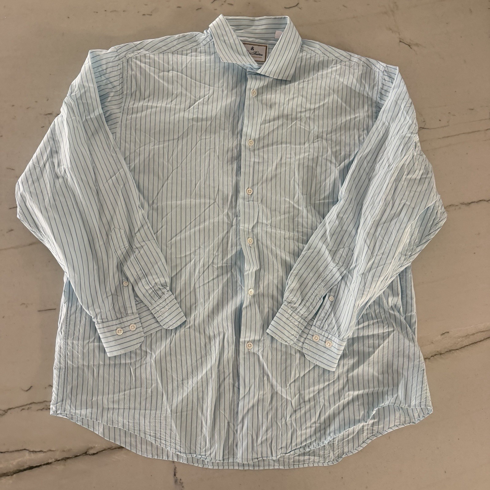 Brooks Brothers Thomas Mason Cotton Check Dress Shirt XL Made In USA Madison Fit