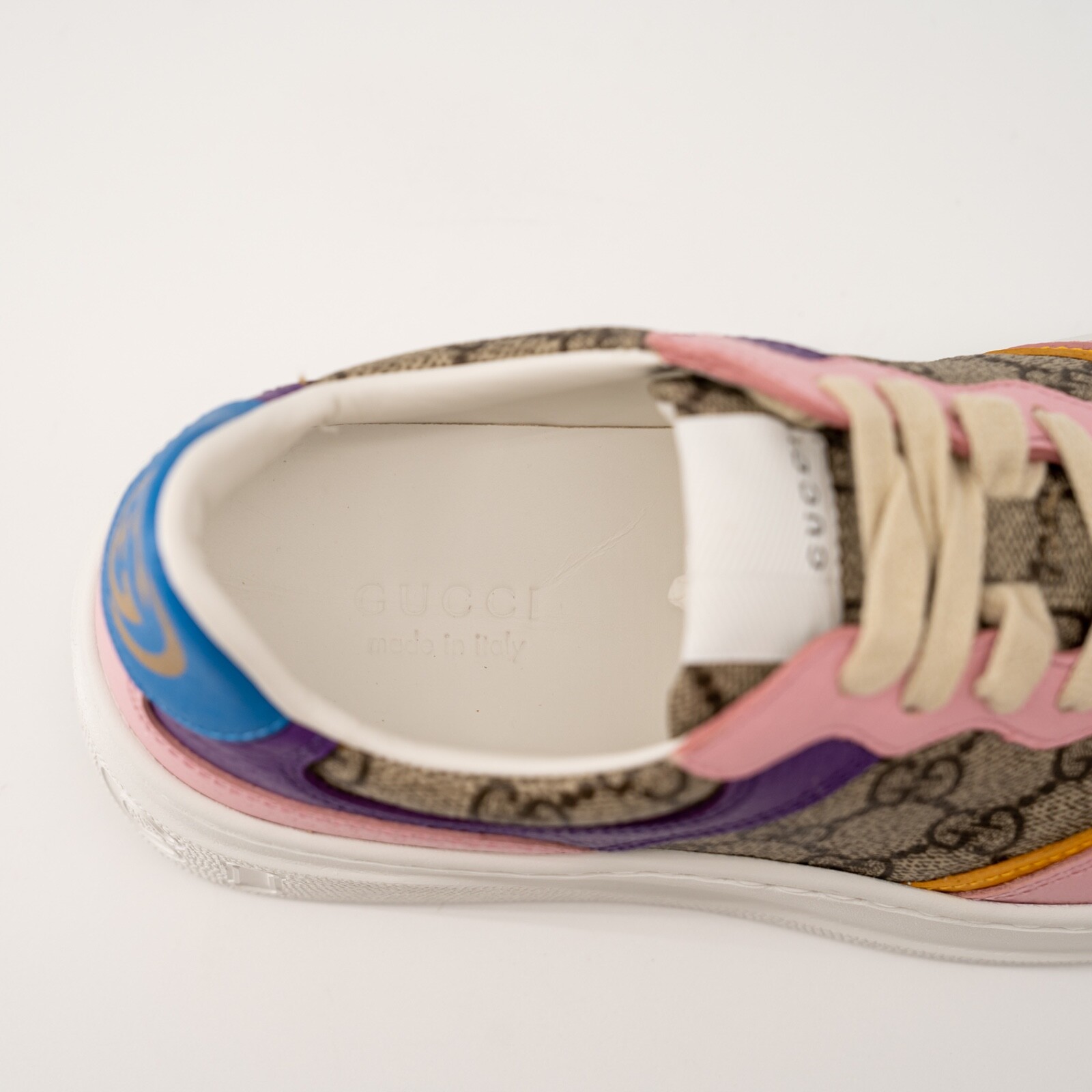 Gucci Women’s Sneakers Leather Chunky B Pink Beige GG Purple size 40.5 10.5 US