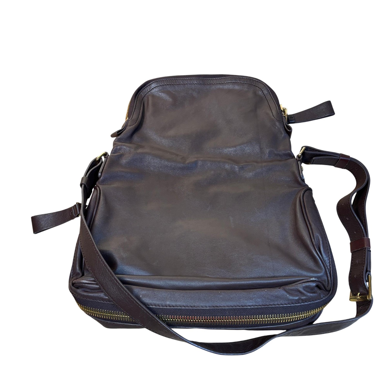 Tom Ford Jennifer Large Brown Calfskin Leather Crossbody Bag 14.25″L/4″W/11″H