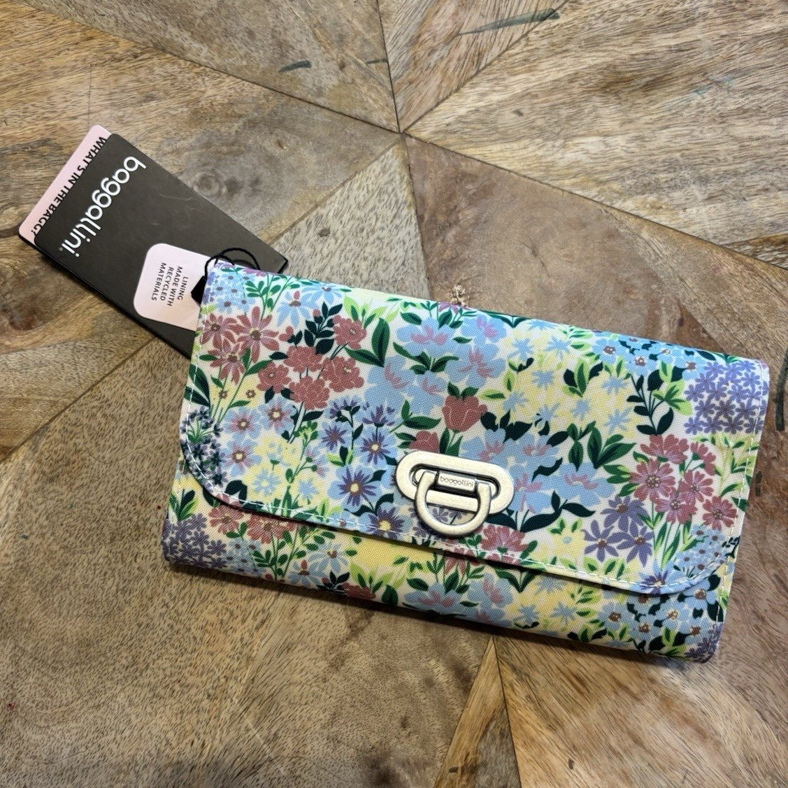 baggallini Women’s Floral Multicolor Wallet Clutch Foldover Turn Lock Zip