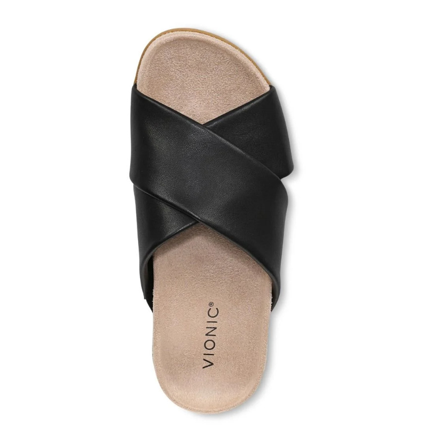 VIONICS Etna Slide Sandal – Black Leather NEW
