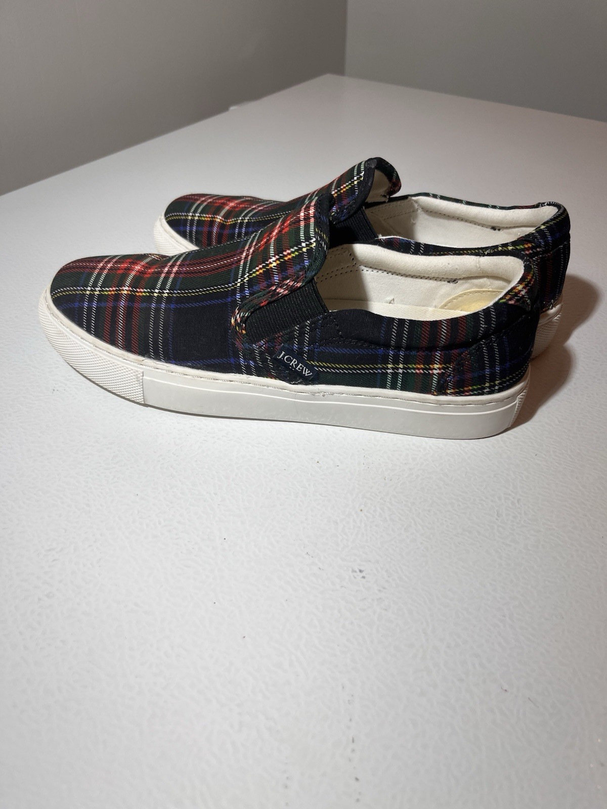 J.CREW Men’s Multicolor Plaid Canvas Slip-On Sneakers Rubber Sole US 7.5 M