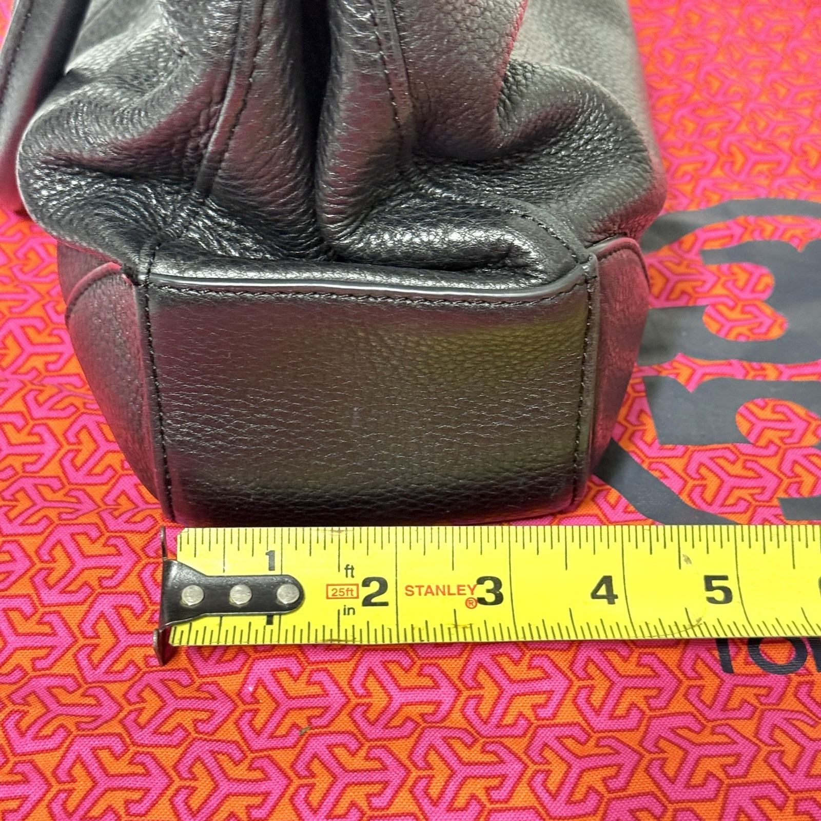 Tory Burch Robinson Triple Compartment Black Pebbled Leather Tote Shoulder Bag