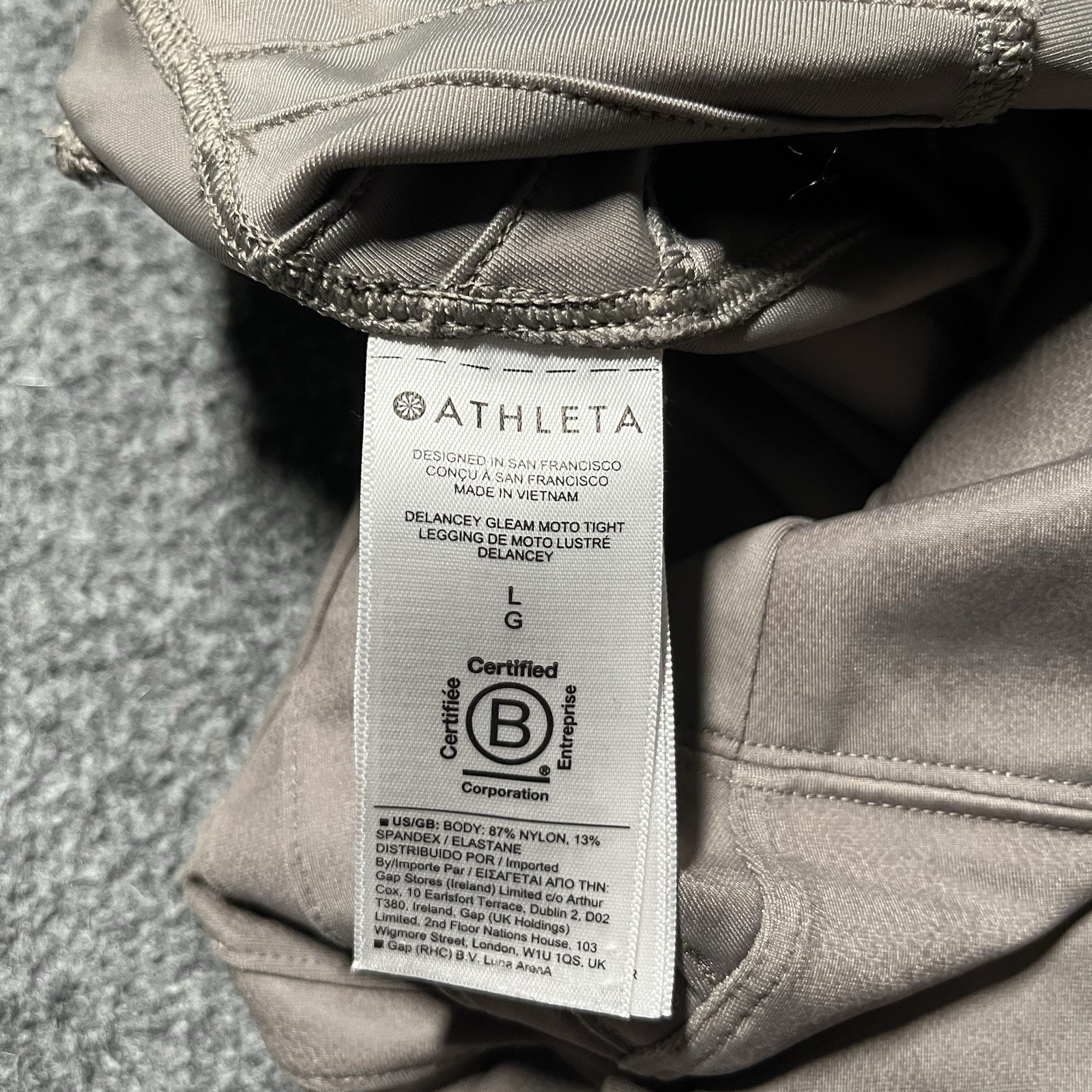 Athleta Leggings Womens Large Beige Delancey Gleam Moto Tight Faux Leather