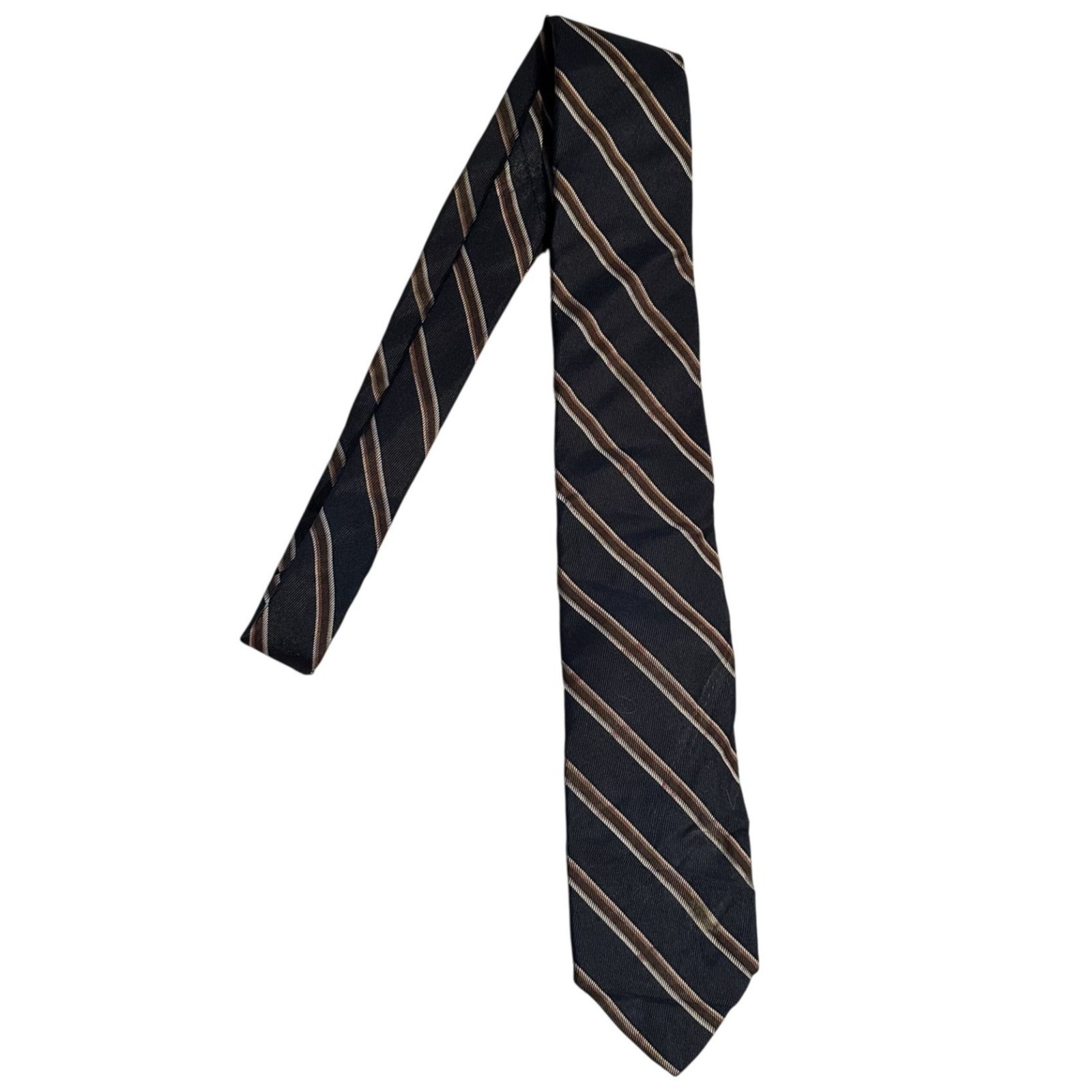 Jack Henry By Robert Talbott Silk Tie Navy Brown Striped 58″x3″ AS IS READ