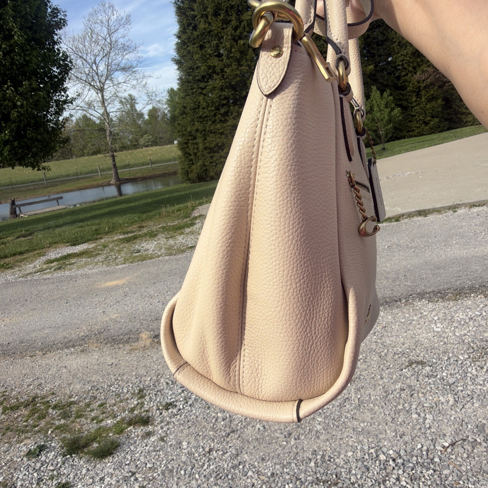 COACH ELISE Ivory Pebbles LEATHER CROSSBODY 79316 SATCHEL CONVERTIBLE