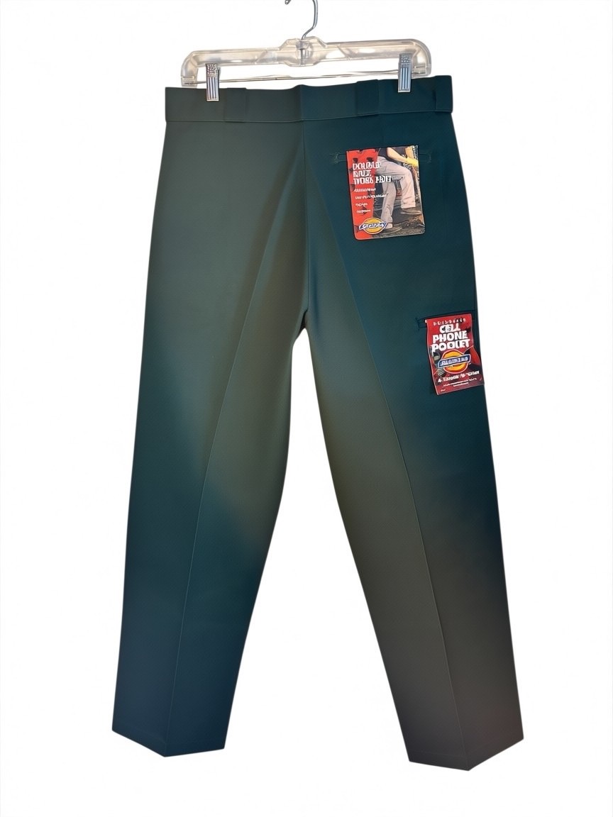 dickies mens loose fit double knee cell phone pocket work pants green 38×30 new