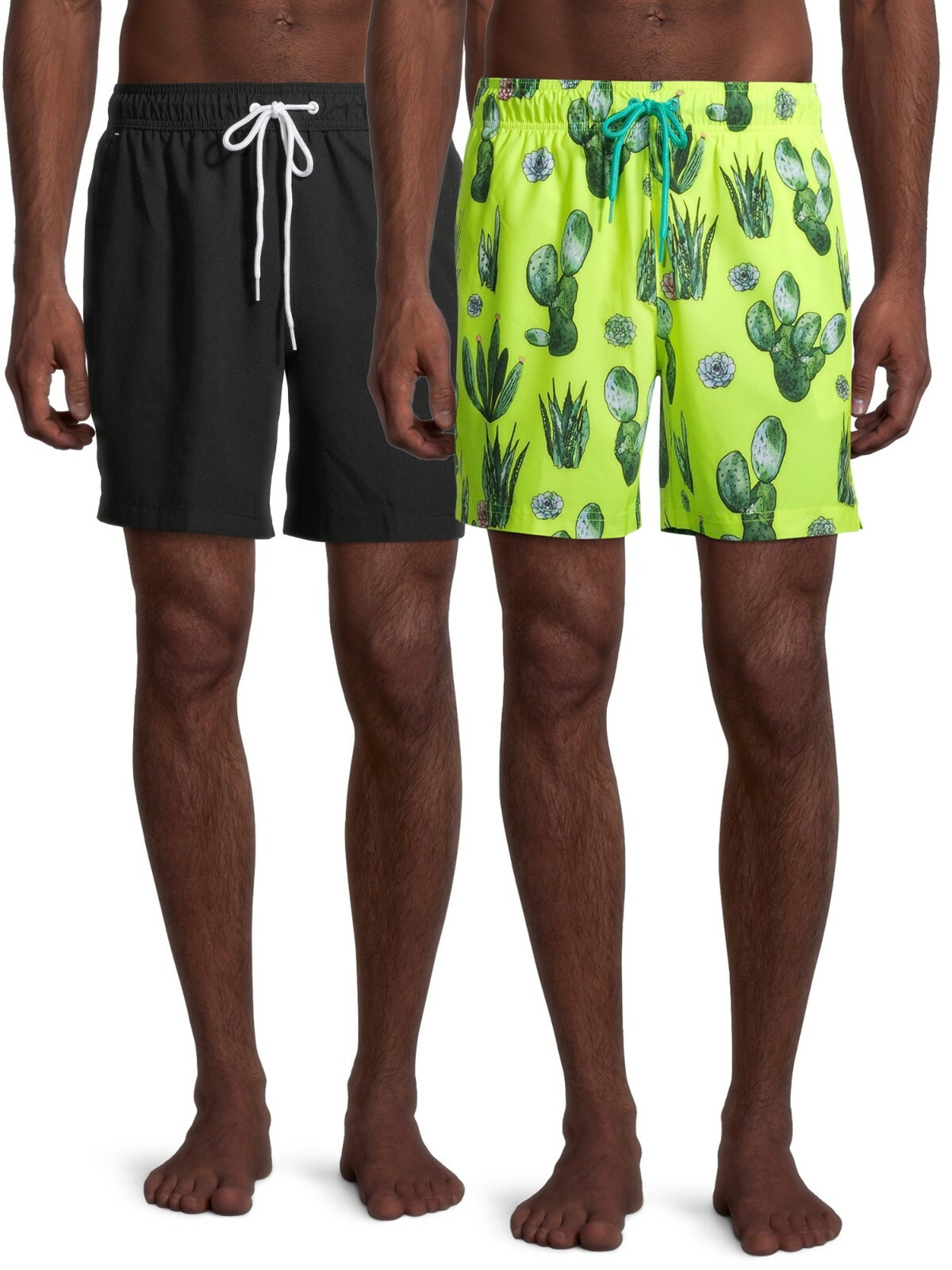 George Men 2pk Above The Knee Solid/Print Swim Trunks 28-30, 32-34, 36-38, 40-42