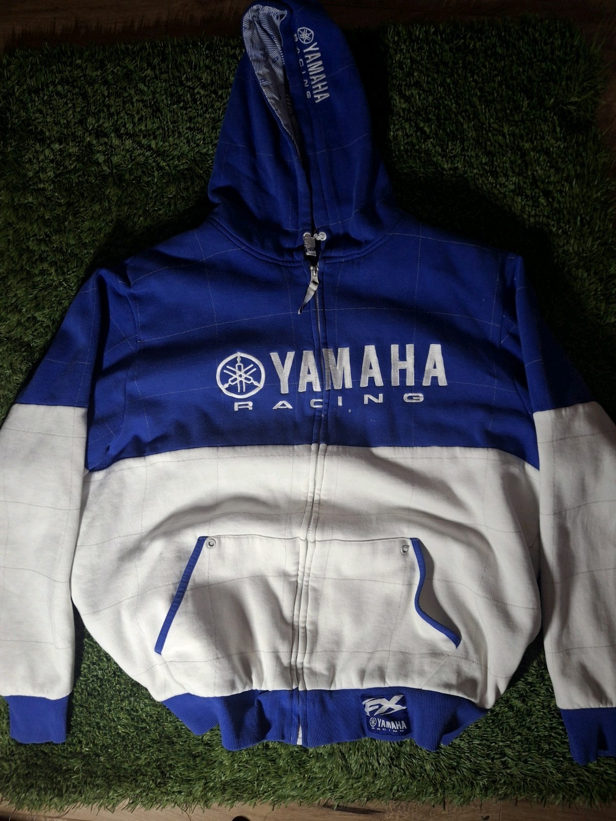 Vintage Y2K Yamaha Racing Zip Up Hoodie Men’s XL Blue Motocross Skater 2000s