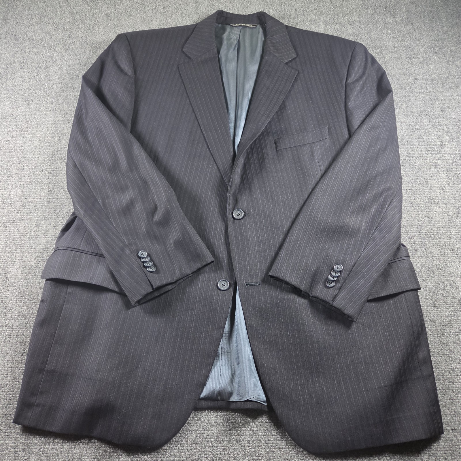 Jack Victor Classic Pinstripe Suit Men’s 46R Navy 40 X 29 Loro Piana Super 130’s