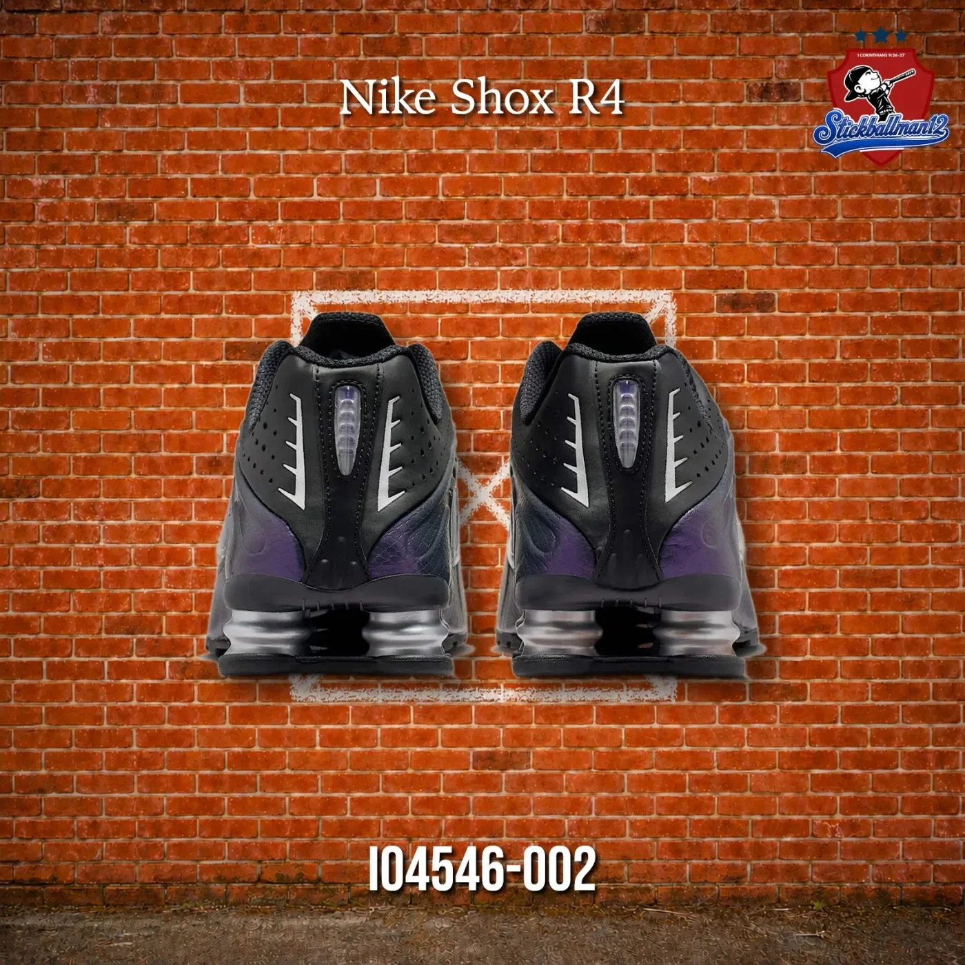 Nike Shox R4 Black Metallic Silver Purple Dynasty (IO4546-002)