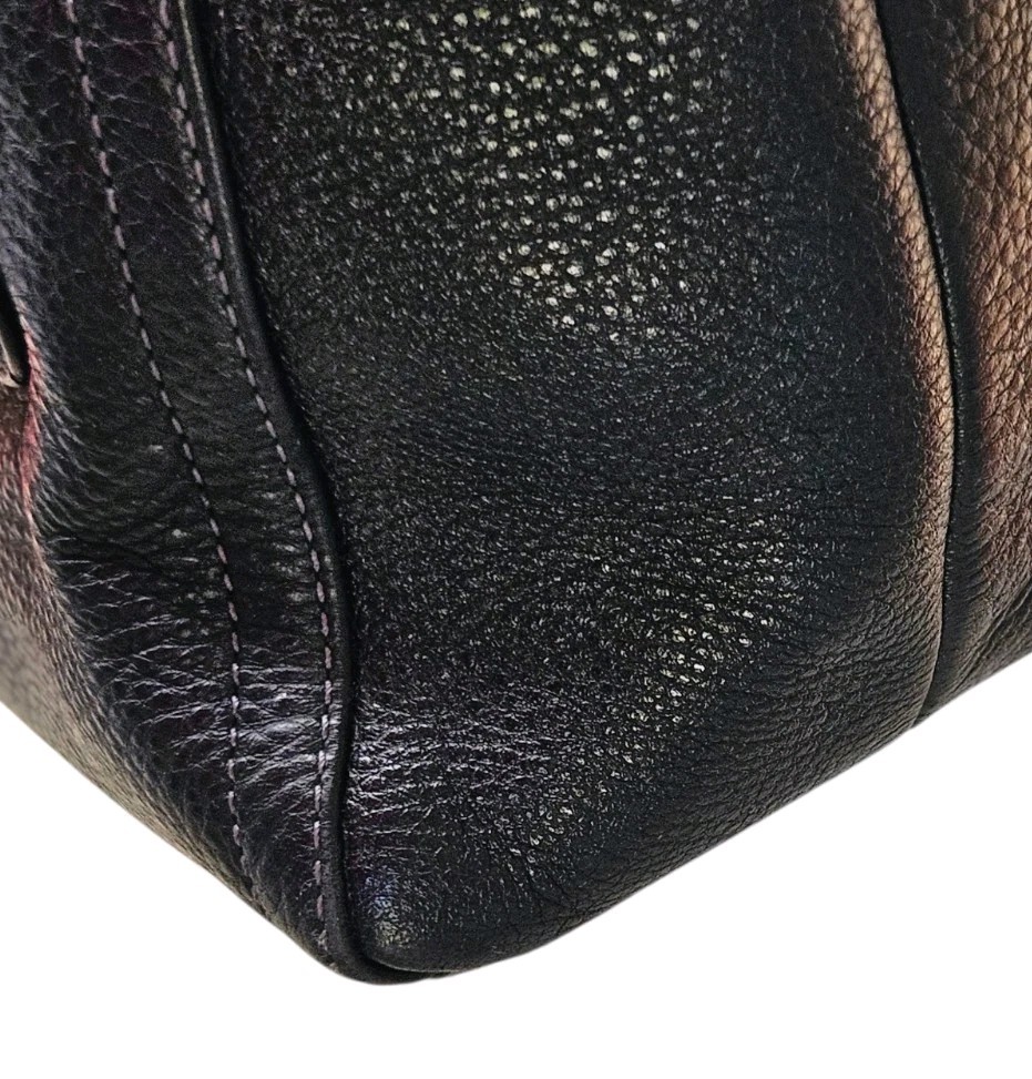 COACH Penelope Shoulder Bag Black Pebbled Leather F19264 Front Turn-Lock Tote