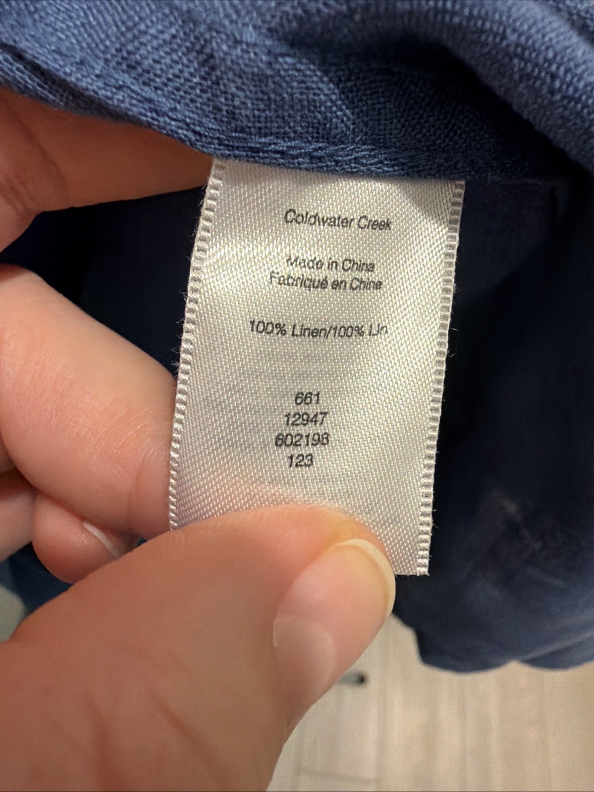 New Coldwater Creek Womens 100% Linen Button Up Shirt XL Blue Minimalist Coastal