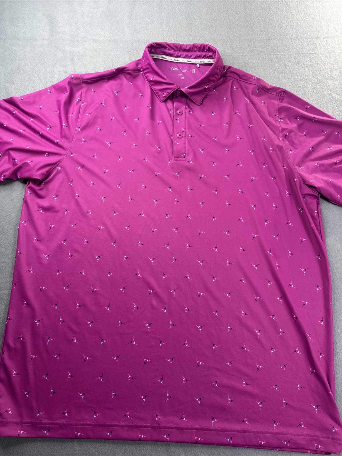 Walter Hagen 11 Golf Performance Polo Shirt Mens XL Novelty Flag Print Preppy