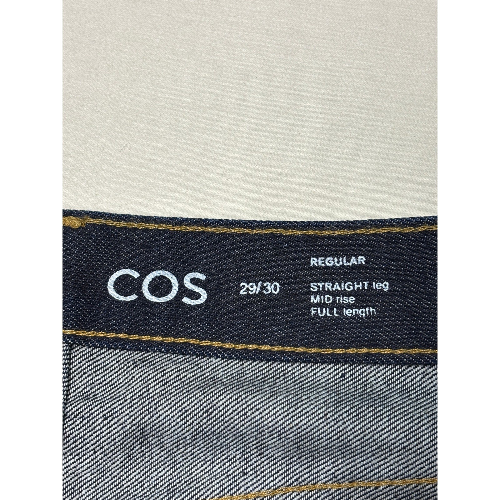 COS Regular Straight Leg Mid Rise Jeans Mens 29/30 Indigo Selvedge 100% Cotton