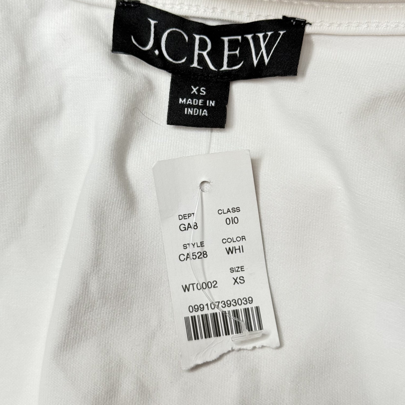 J.CREW NWT Squareneck White Cap-Sleeve Top Stretch Cotton Blend XS CA528