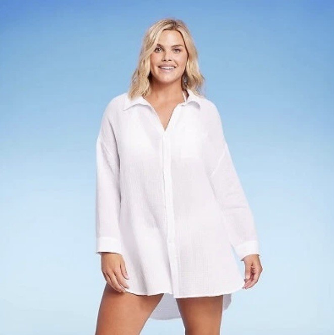 NWOT Women’s Button-Up Cover-Up Shirtdress – Kona Sol; size Medium