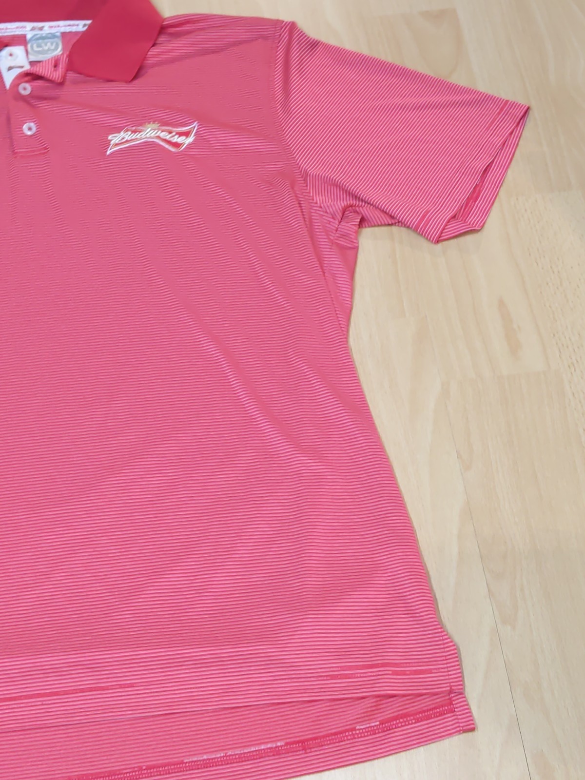 Budweiser Level Wear Polo Shirt Men’s Size XL Red Stripe Embroidered Golf Active