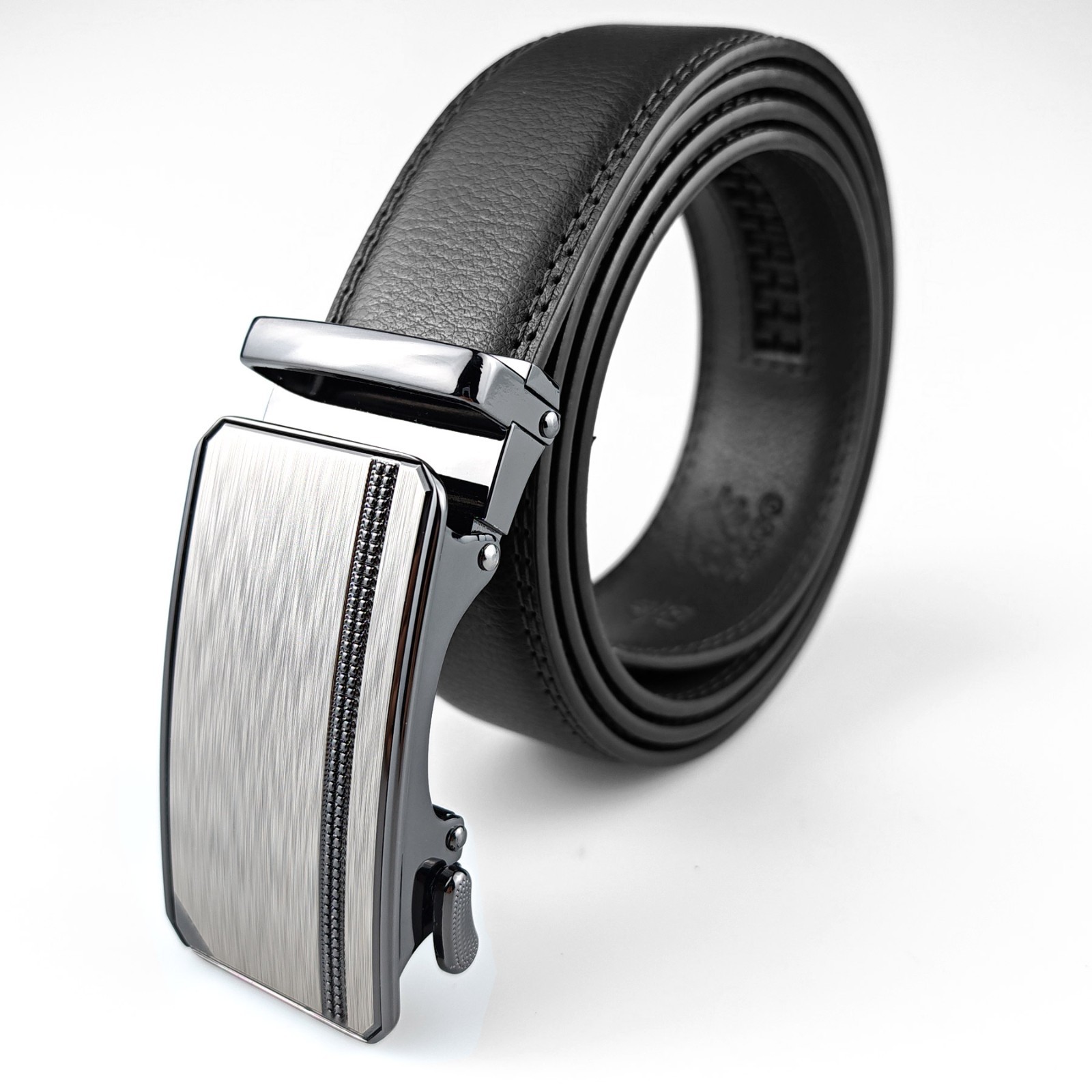 Genuine Leather Mens Ratchet Belt Belts For Men Adjustable Automatic Buckle An