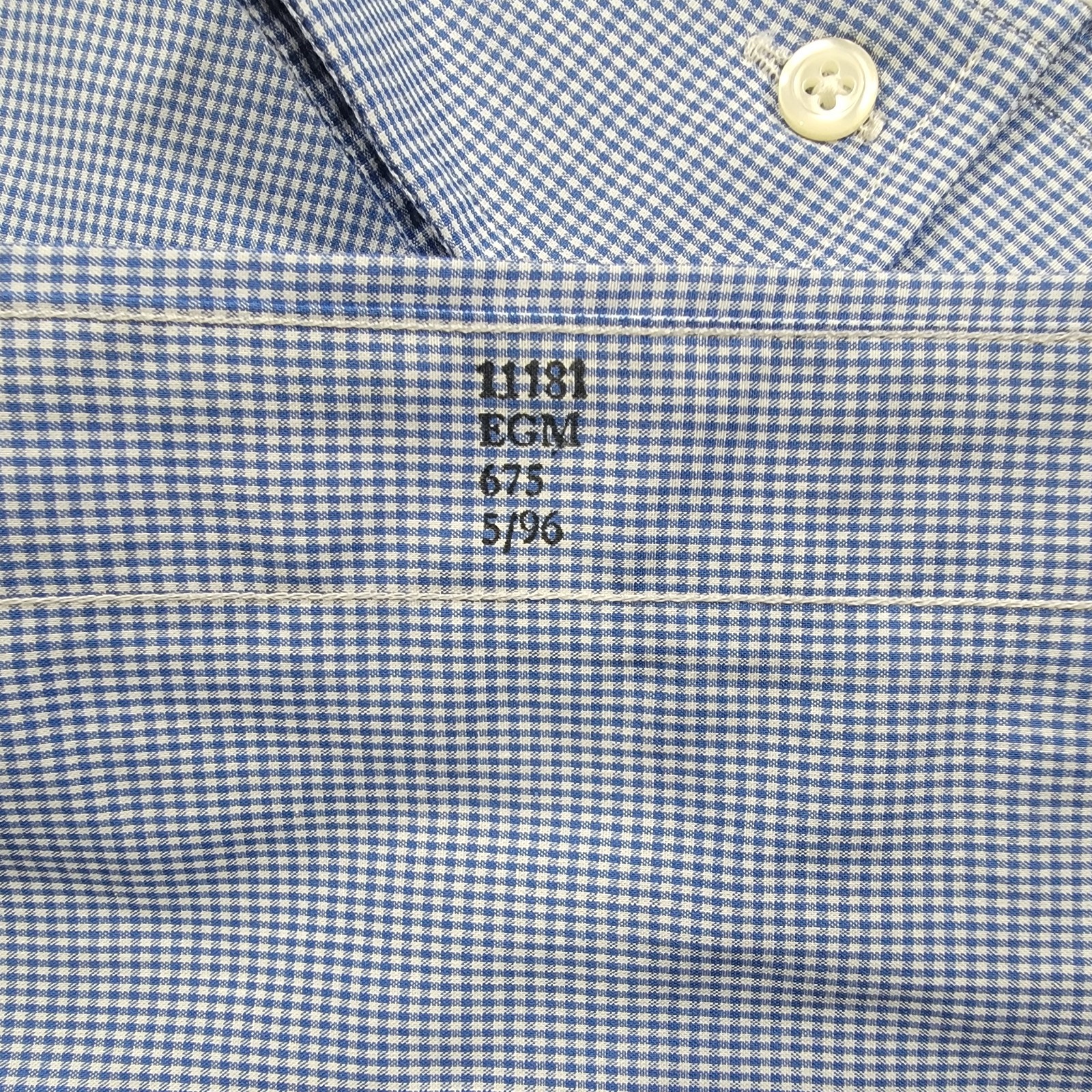 NEW VTG Brooks Brothers Shirt Mens 16.5 3 Blue Micro Check Relaxed Fit Cotton