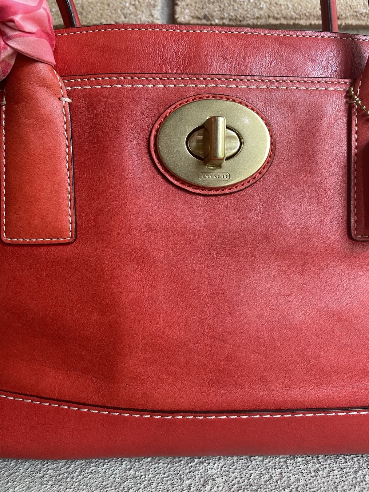 Vintage Y2K Coach Madeline Leather Turnlock Tote
