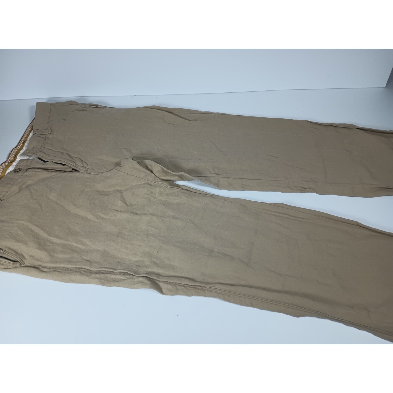Tommy Bahama Men’s Linen Silk Blend Pants Khaki Flat Front 34×32 (Tagged 32×34)