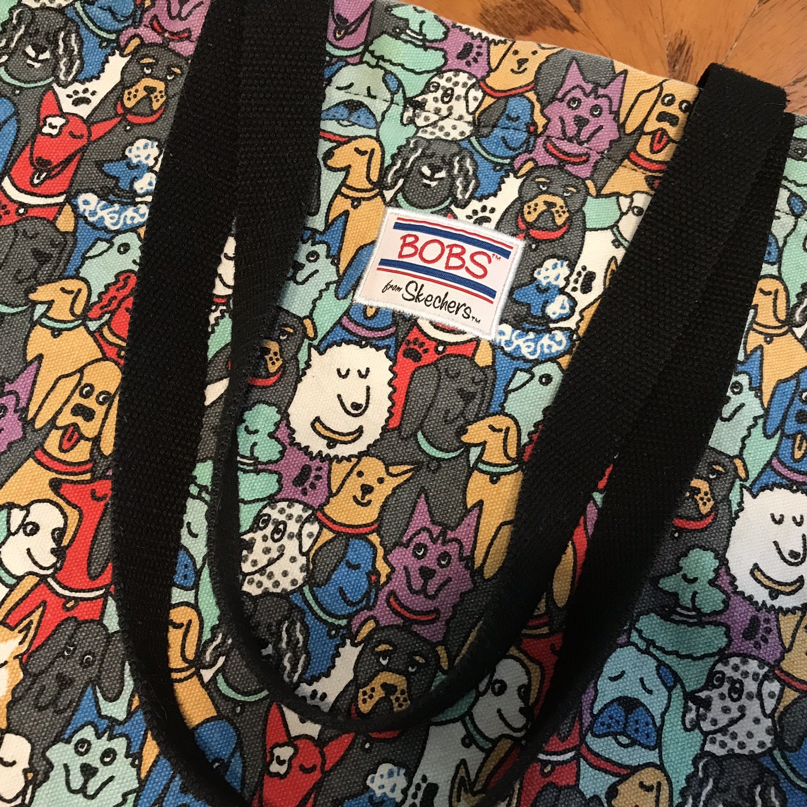 Bobs From Skechers Canvas Tote Bag Dog-Face Print featuring multiple dog breeds