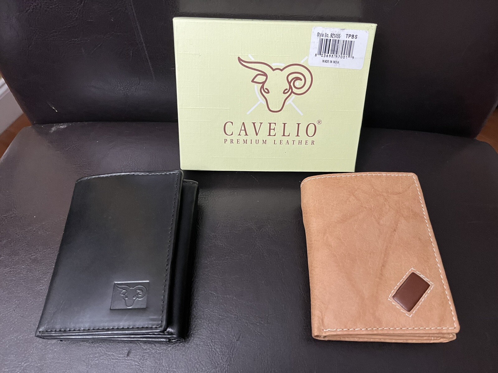 Cavelio Trifold Men’s Premium Leather Wallet Black or Brown