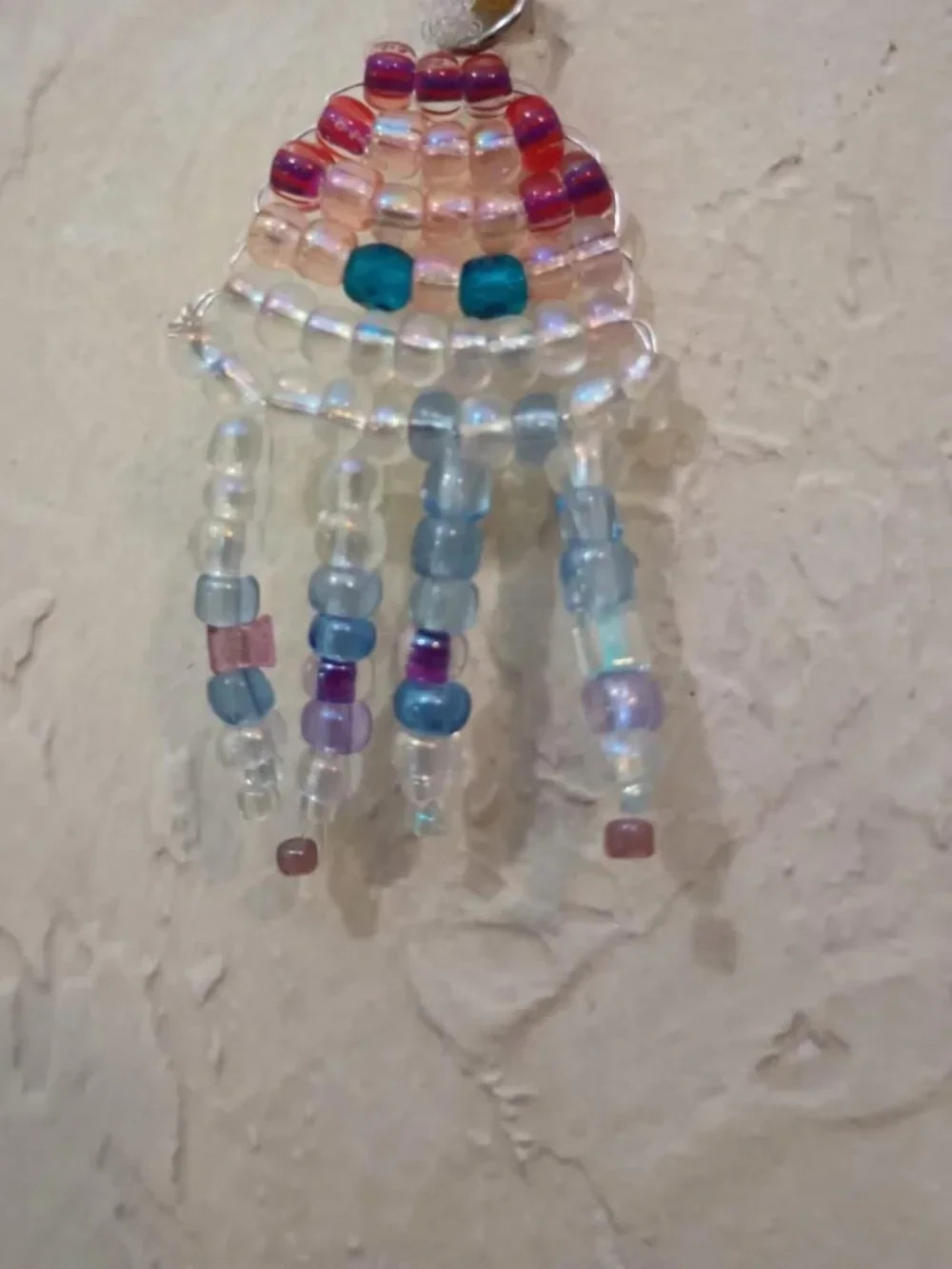 Handmade Beaded Keychain Charm Pendant Jellyfish Octo Kawaii Adorable Small Y2K