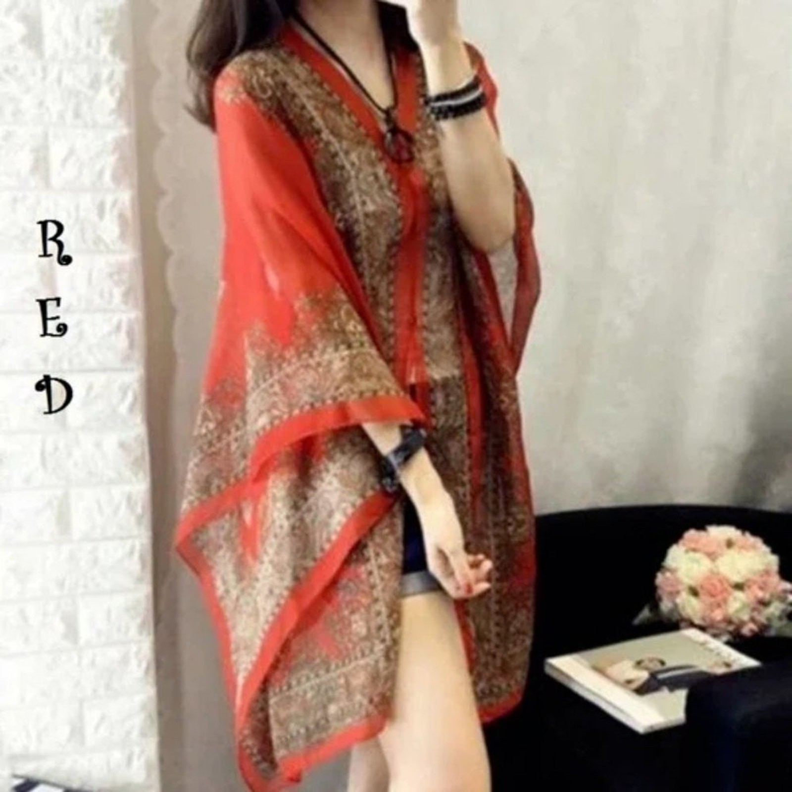 12 Different Color Silken Shawls Pink, Red, White, Black, Blue, Green