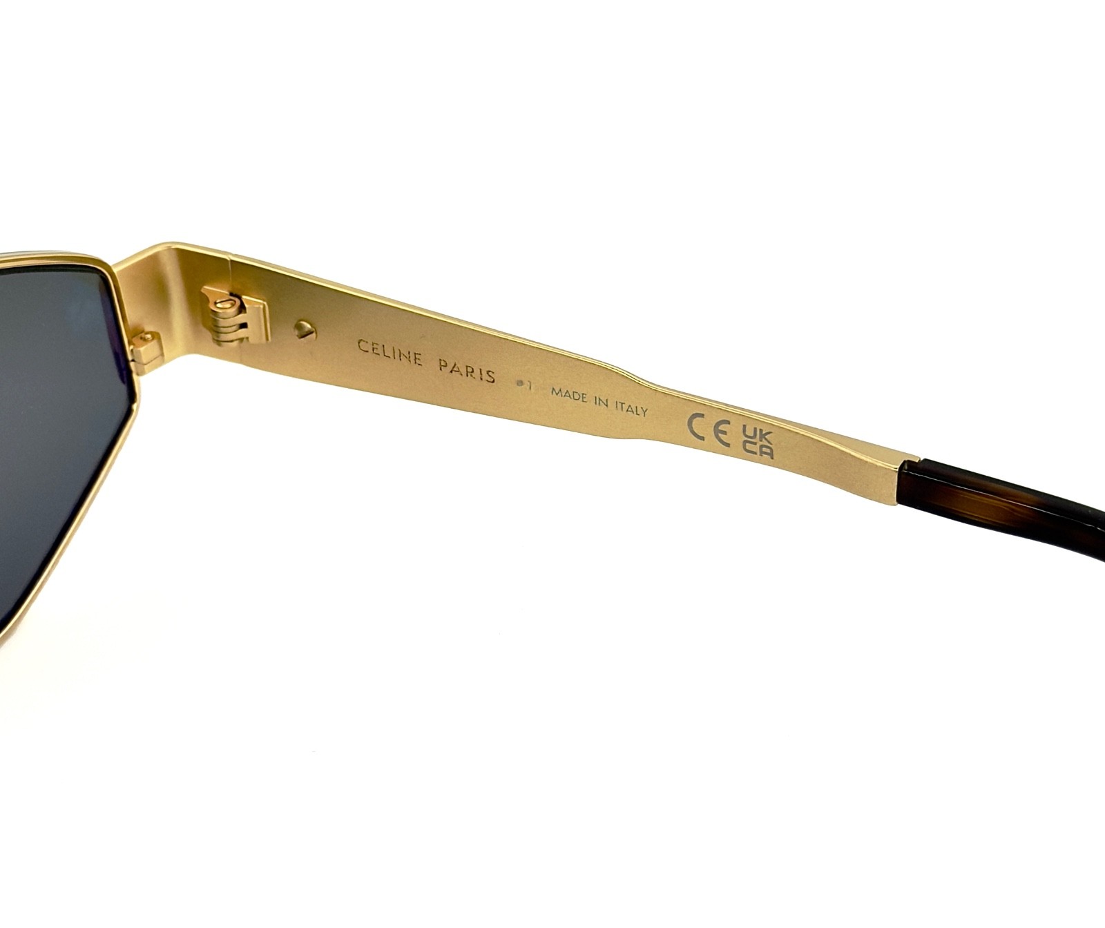 CELINE CL40254U 40254 METAL TRIOMPHE Gold Green Oval Unisex Sunglasses 30N