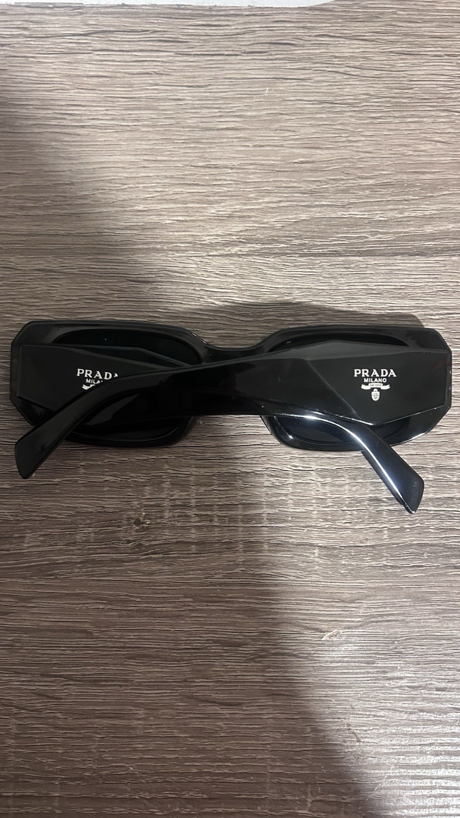 Prada Black Geometric Rectangle Sunglasses w/ Original Case & Box