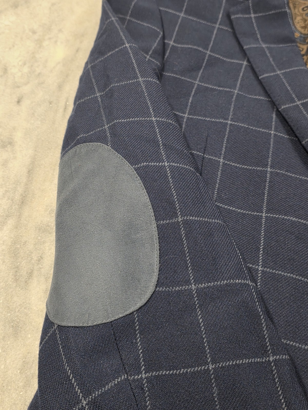 40R Men’s Tallia Elbow Patch Wool Blazer Paisley Lined Windowpane Sport Coat
