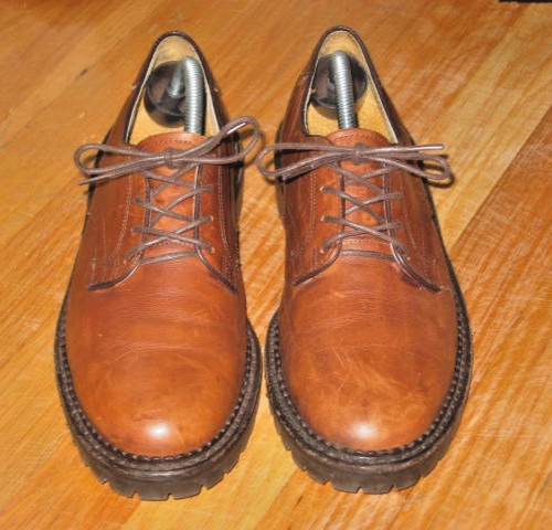 Stunning J crew Men’s Leather Derby Shoes Lug Sole Walnut Brown size 9M USA