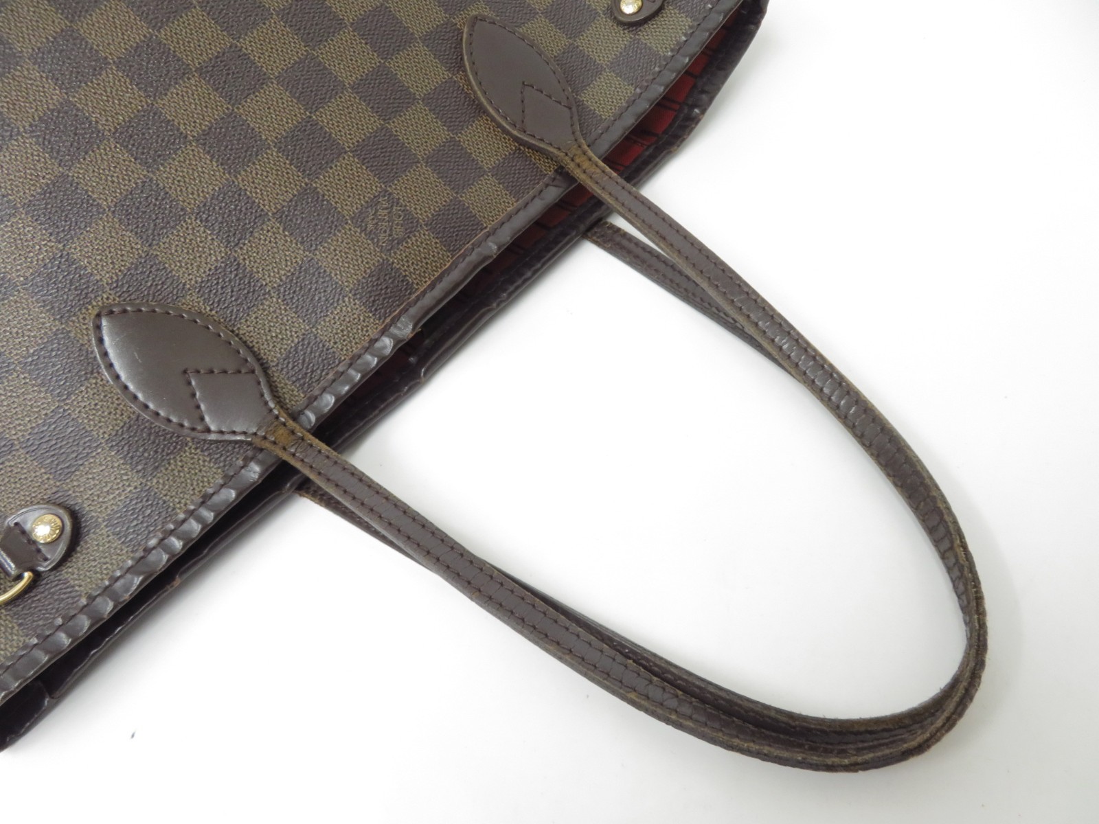 Authentic Louis Vuitton Damier Ebene Neverfull PM Tote Bag Handbag F#52437
