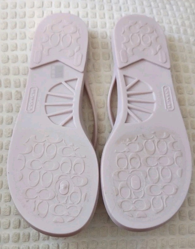 Coach Landon Jelly Flip Flop Pink Stripe 8M With Box