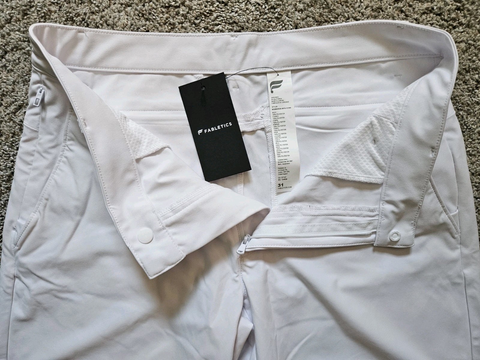 NWT Fabletics The Don Short 10” Men’s Performance Shorts – Size 31 Optic White