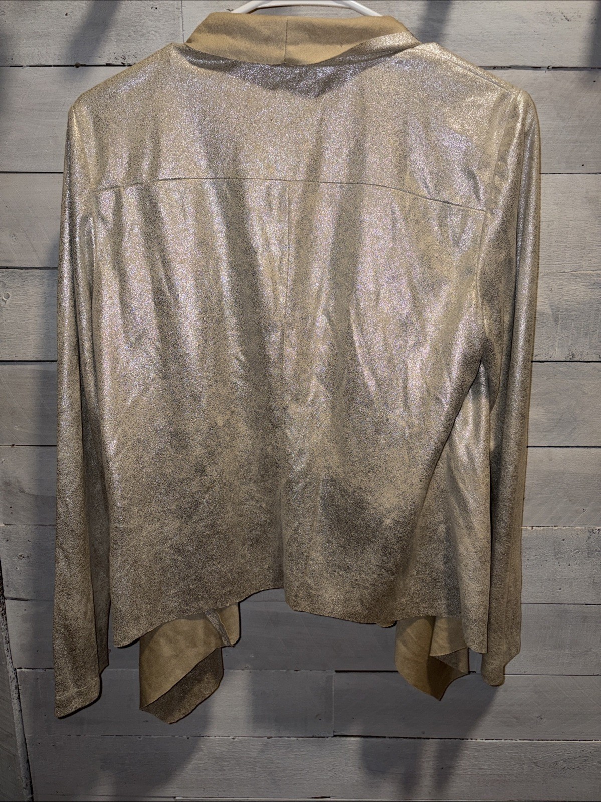 Bagatelle Womens Faux Suede Drape Open Front Jacket, Cardigan, Large NWT