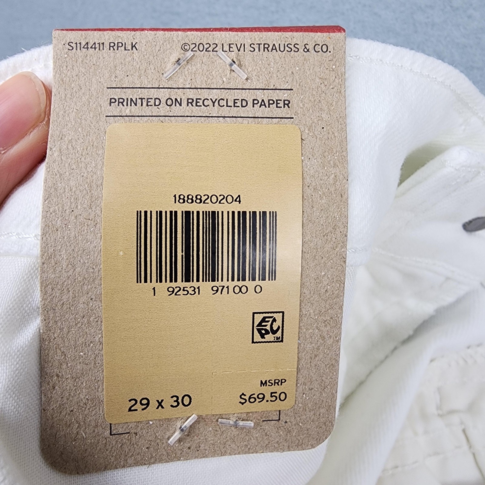 Levi’s 721 High Rise Skinny Jeans Womens 29×30 White Stretch Denim Casual NWT