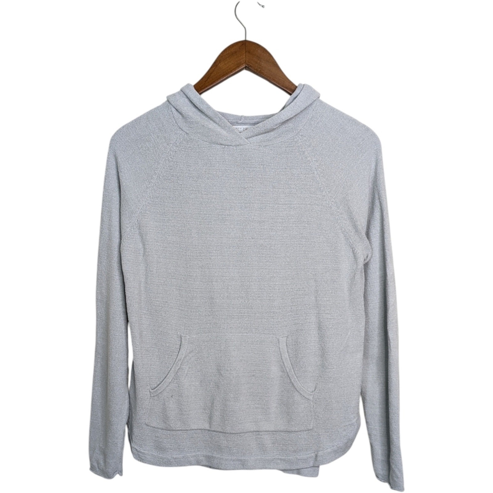Barefoot Dreams CozyChic Ultra Lite Ribbed Cuff Hoodie Sweater Small Gray