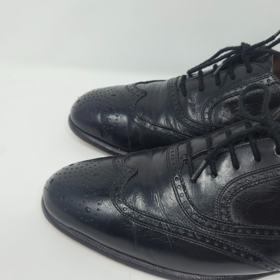Bally of Switzerland Men’s Wingtip Oxfords Size 7 D Black Leather Brogue Vintage